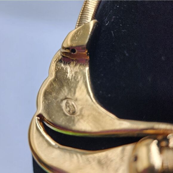 VTG 90's Trifari Omega Chain Green and White Enamel Swirl Choker Necklace - Picture 9 of 13